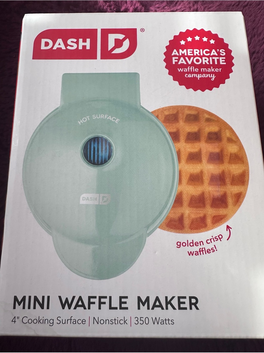 Dash Ceramic Nonstick Mini Maker Waffle Aqua